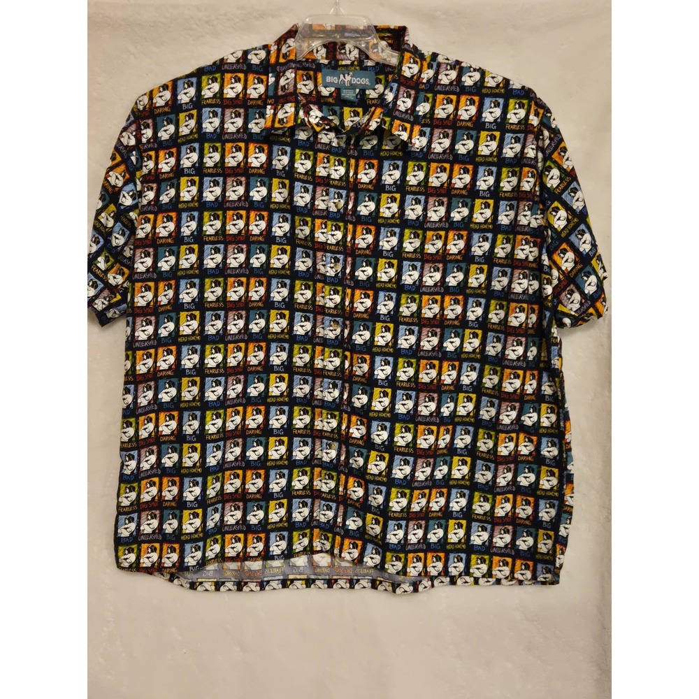 Big Dogs Mens 3X Button Front Shirt All Over Print Head Honcho Vintage Style 90s